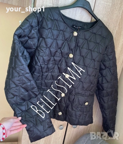 Олекотено дамско яке в черно , снимка 2 - Якета - 53882334