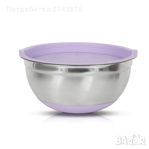 Иноксова купа- басан с капак и силиконово дъно, Лилава- 24х13 см,3л., снимка 1 - Съдове за готвене - 45470067