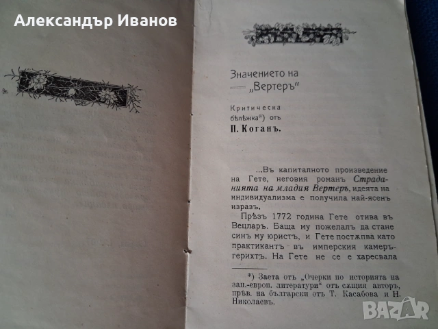 Стара книга"Страданията на младия Вертеръ " Гьоте 1907 г., снимка 5 - Художествена литература - 54216506
