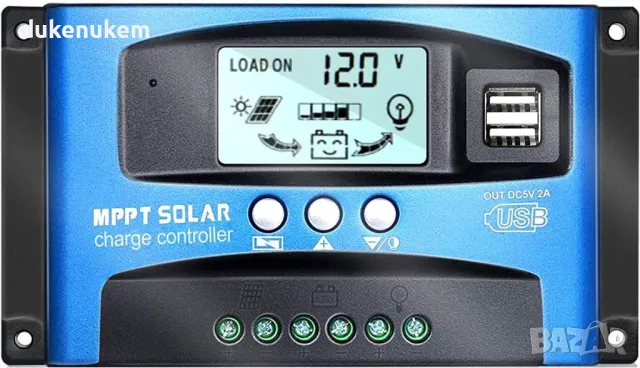 НОВ! Соларен контролер MPPT 100A, LCD екран, 12/24 V, 2xUSB, снимка 1 - Друга електроника - 48150034