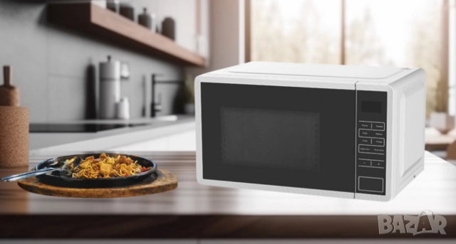 Микровълнова фурна, 700W, 20л., 5 степени на мощност, LED дисплей, Бял, снимка 4 - Друга електроника - 52098604