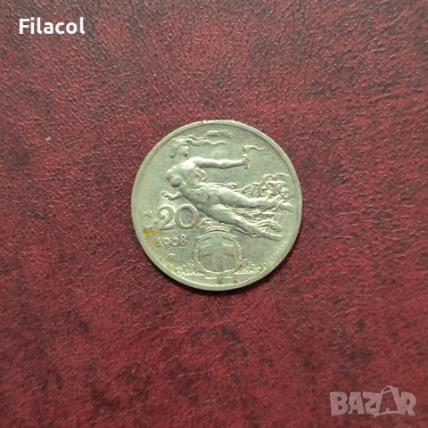 Италия 20 чентесими 1908 г.