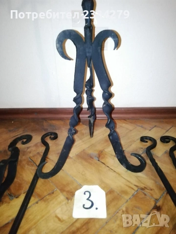 Стари прибори за камина, свещници, делви с поставки, всичко ковано желязо. , снимка 7 - Декорация за дома - 53480882