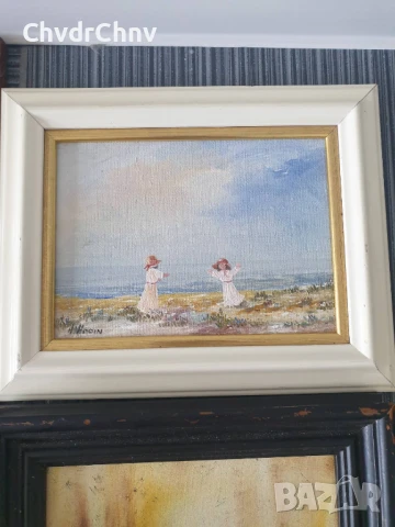 5бр авторски малки картини масло върху платно/дървени рамки 23-24-25см, снимка 6 - Картини - 51358358