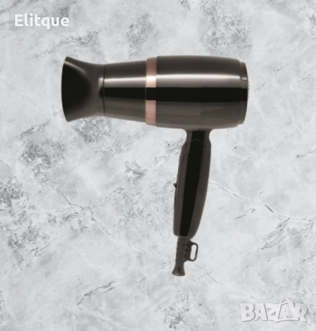 Сешоар Rosberg, 1600W, Черен/Бял, Сгъваема дръжка 2 години гаранция