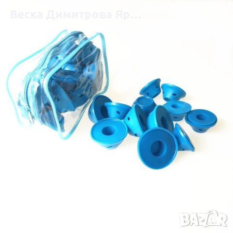 Комплект от 10 броя силиконови ролки за коса в розов или син цвят, снимка 7 - Продукти за коса - 45537297
