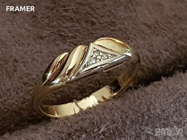 Стилен пръстен ЗЛАТЕН 14 карата диаманти БРИЛЯНТИ злато, снимка 4 - Пръстени - 45596792
