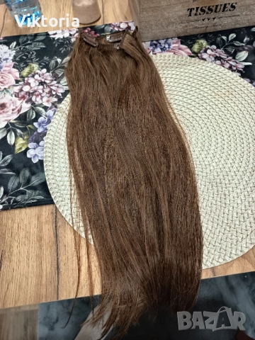 Естествена коса 50см.80гр.с клипси , снимка 4 - Аксесоари за коса - 52392678