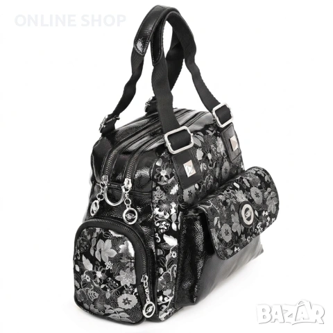 Дамска чанта от висококачествена еко кожа в черен цвят НОВА, снимка 5 - Чанти - 53688200