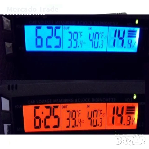 Термометър  за кола Mercado Trade, Часовник, Волтметър, EC30, Черен, снимка 4 - Аксесоари и консумативи - 28905112