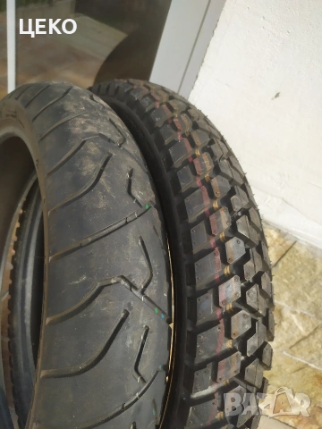 Две Мотоциклетни гуми Bridgestone 90 100 19. и 120 70 18., снимка 11 - Гуми и джанти - 53691019