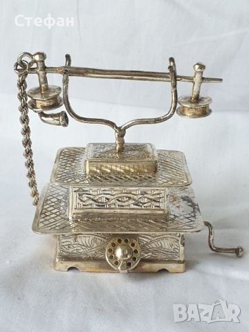 Сребърна миниатюра - Телефон, снимка 1 - Антикварни и старинни предмети - 45552700