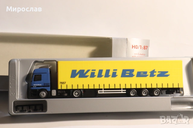 HERPA H0 1/87 MERCEDES ACTROS WILLI BETZ КАМИОН МОДЕЛ, снимка 2 - Колекции - 53669924