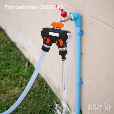 Двупосочен разпределител за градински кран 2-в-1: Сплитер за маркуч с независими вентили (3/4" и 1"), снимка 5 - Други инструменти - 53374110