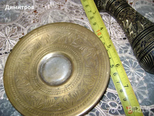 ВАЗА И ЧИНИЙКА ОТ МЕСИНГ, снимка 3 - Антикварни и старинни предмети - 50303522