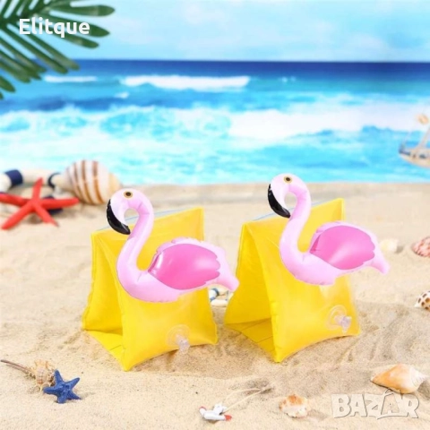 Плувай с усмивка - Детски надуваеми ленти с фламинго,за забавление и безопасност - 2бр в компллект, снимка 2 - Други стоки за дома - 52888692