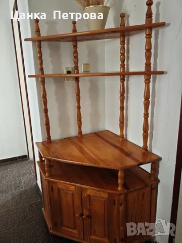 Етажерка за книги,мъзикална уредба и телвевизор.