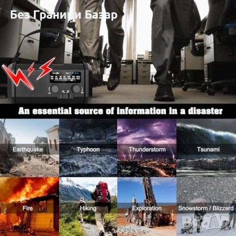 Ново Преносимо аварийно радио AM/FM 10000mAh батерия LED лампа SOS, снимка 7 - Друга електроника - 53739414