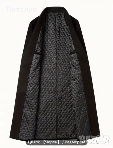 Мъжко есенно/зимно твид палто, дълго тренчкоат, топло и удебелено, мъжко ежедневно вълнено палто-яке, снимка 3 - Палта - 53758728
