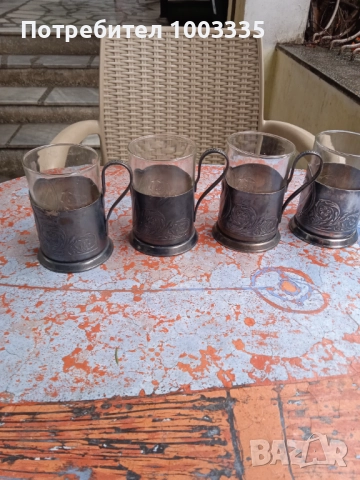 Редки посребрени подстакани Спутник , снимка 3 - Антикварни и старинни предмети - 52891704