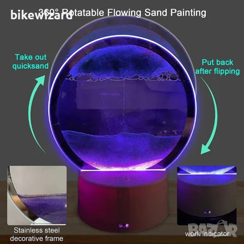 Neioaas 3D движеща се пясъчна настолна лампа с течен пясък НОВА, снимка 5 - Други - 50160622
