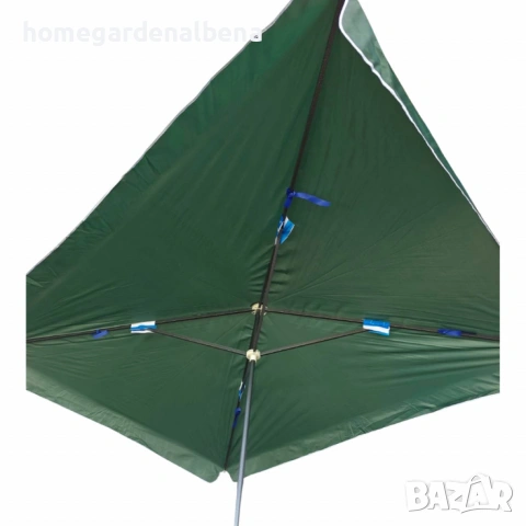 Градински чадър 300x260 см – Зелен плат с черна основа, снимка 6 - Градински мебели, декорация  - 54076964