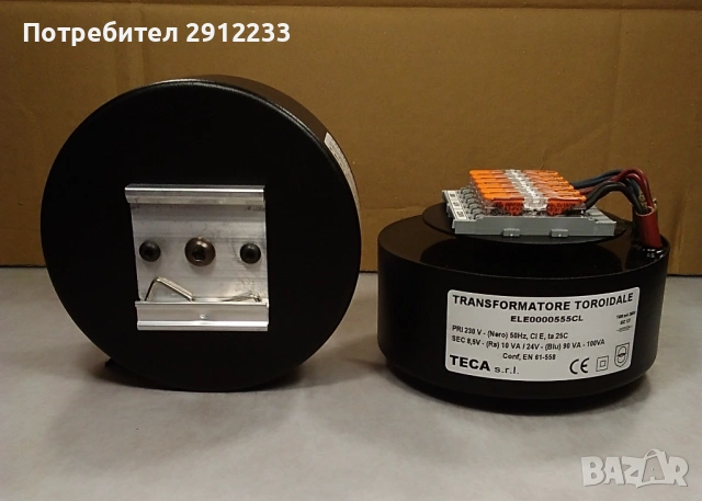 Тороидален трансформатор 24V за DIN шина 100VA, снимка 3 - Друга електроника - 53901799