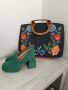 чанта и обувки зелени нови , снимка 1 - Дамски обувки на ток - 45302324