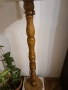 Висок лампион със стойка от стругован дъб  и красива плисирана шапка, снимка 3