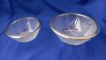 Две стъклени купи с метални околожки, релефни шарки, снимка 1 - Прибори за хранене, готвене и сервиране - 45767543