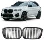 Двойни Решетки Бъбреци за BMW X3 G01 X4 G02 2018>2021 Черен Гланц, снимка 1