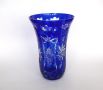 Голяма кобалтово синя кристална ваза, "cut to clear". Височина 26,5 см, диаметър при отвора 17 см., снимка 3