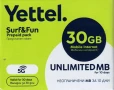Неограничени MB ЙЕТТЕЛ Предплатен стартов пакет Мобилен интернет 30 GB сим карта / sim card, снимка 1
