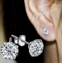 Сребърни обеци на винт с кристали Сваровски ,10мм, снимка 1