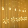 LED Завеса с коледни звезди, снежинки и елени /  Многоцветна светлина / Идеален за осветление на:  п, снимка 4