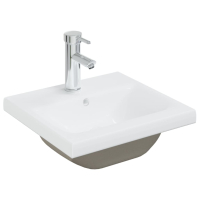 Шкаф за баня с вградена мивка, бяло и дъб сонома, ПДЧ, снимка 4 - Шкафове - 44985075