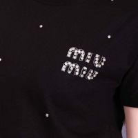 Памучни дамски тениски Miu Miu - два цвята - 25 лв., снимка 2 - Тениски - 45826630
