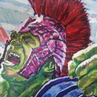 Маслена живопис: Thor vs Hulk/ Тор срещу Хълк, снимка 2 - Картини - 45108121