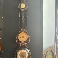 Стар дървен часовник, термометър,  барометър за стена , снимка 1 - Други ценни предмети - 45683010