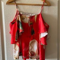 Нова разкошна червена  блуза топ паднали ръкави , снимка 3 - Блузи с дълъг ръкав и пуловери - 45159714