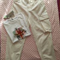 Bershka летен панталон + нова тениска, снимка 1 - Детски панталони и дънки - 45385569