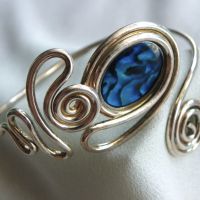 Мексиканска сребърна гривна със син седеф, снимка 1 - Гривни - 45130876
