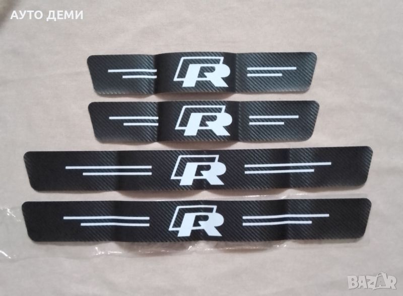 Качествени карбон черни стикери за прагове на автомобил кола марка R line Р лайн + подарък , снимка 1
