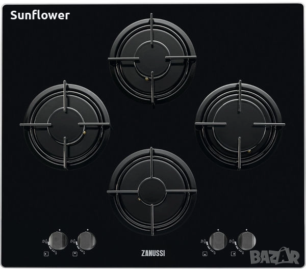 Zanussi черен стъклокерамичен газов плот за вграждане , снимка 1