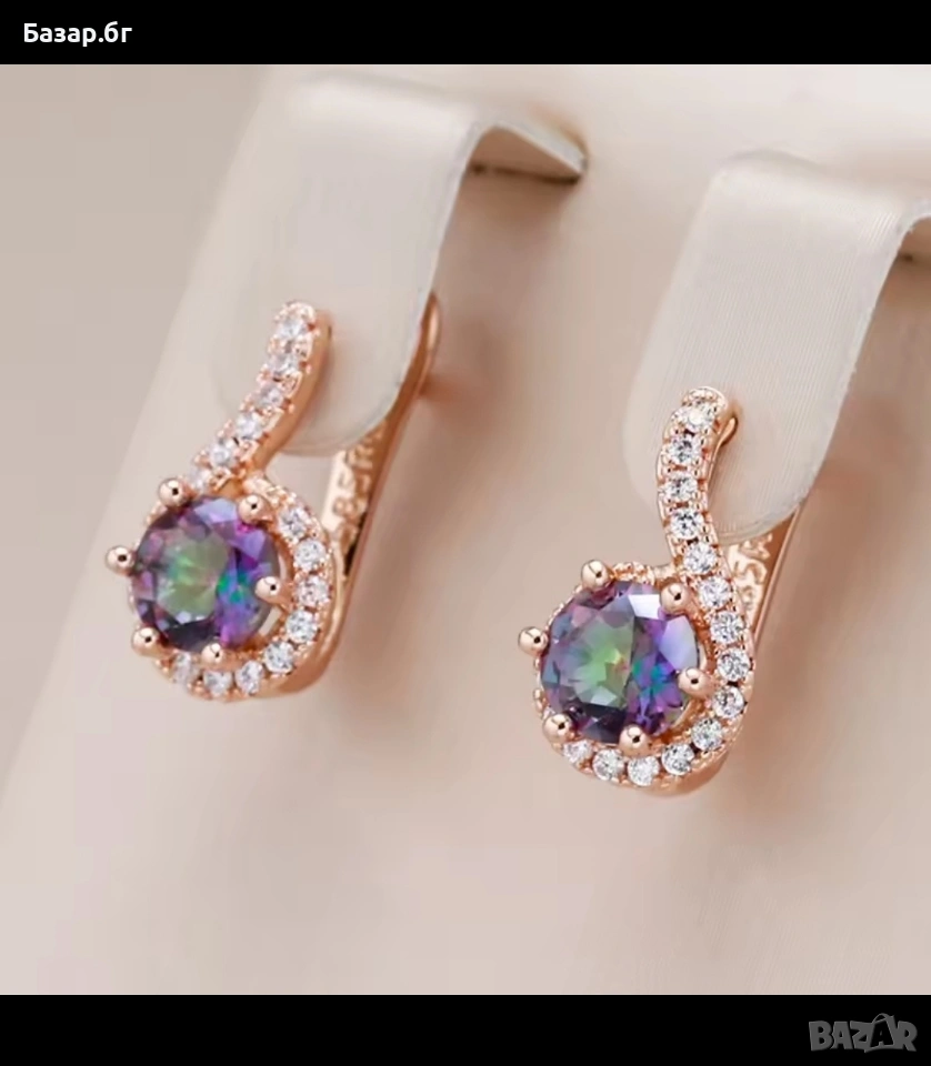 Позлатени обеци с печат 585 розово злато , снимка 1