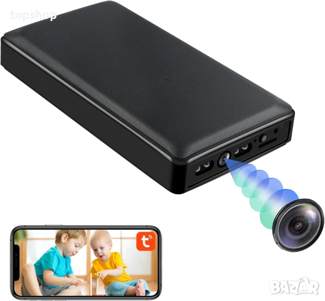 НОВА, ТЕСТВАНА Nisanmoon Wifi скрита камера 2.4/5G HD 1080P, 2 в 1 камера + 10000mAh батерия..., снимка 1