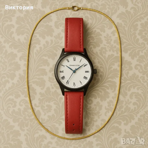 Комплект дамски часовник и синджирче от медицинска стомана, снимка 1