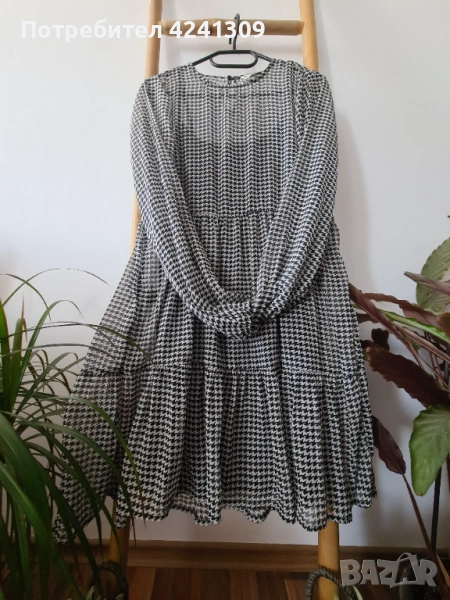 Тънка ефирна рокля Stradivarius с дълъг ръкав, размер S, снимка 1