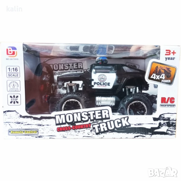 Полицейски джип с радиоуправление – 4x4 Monster Truck, снимка 1