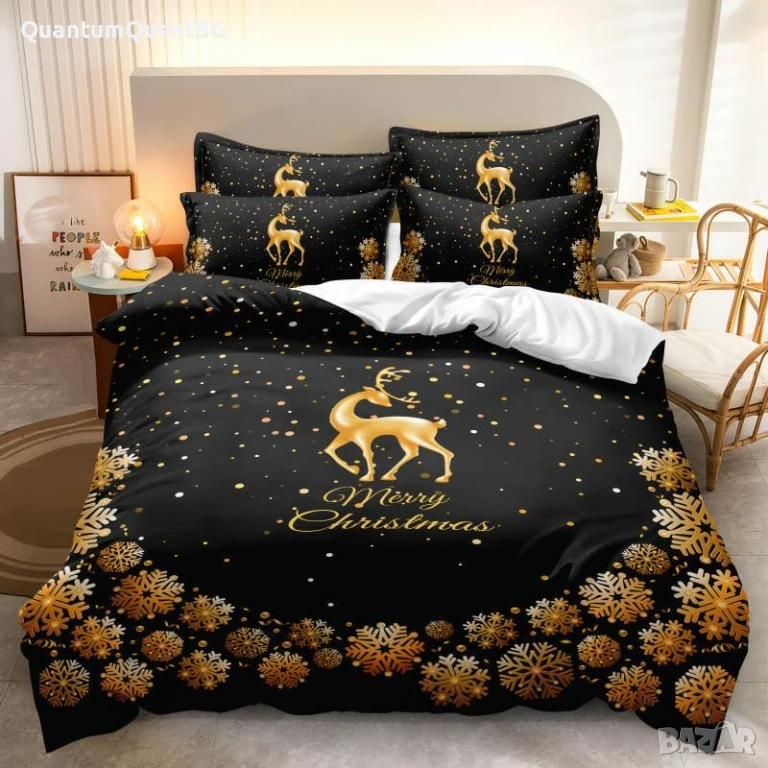 Коледно спално бельо, 100% памук, 6 части, снимка 1